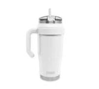 MyBevi Outlander Premium Stainless Steel Travel Mug - Hot/Cold, 3-Layer Insulation, Sturdy Handle - Durable & Stylish On-the-Go Companion - 32 Oz | White
