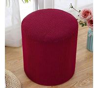 MYBMPFRHO Stretch Ottoman Cover Round/Square Foot Stool Covers Red/Grey/Brown,Jacquard Ottoman Slipcover,Sofa Foot Pouffe Protector Non Slip With Elastic Bottom Washable(R,38X38CM)