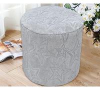 MYBMPFRHO Stretch Ottoman Cover Round/Square Foot Stool Covers Red/Grey/Brown,Jacquard Ottoman Slipcover,Sofa Foot Pouffe Protector Non Slip With Elastic Bottom Washable(A8,35X35CM)