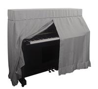 MyBolin Elegant Upright Piano Cover with Bench Cover, Gray Thickened Fabric, Decorative Lace Trim, Center-Opening Design, Full Protection,Center-Opening Design for Most Upright Pianos