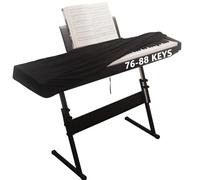 MyBolin Premium Suede Digital Piano Keyboard Cover for 76-88 Keys - Dust Protection with Elastic Drawstrings & Dual Music Stand Zippers - Play Without Removing - Minimalist Pure Black