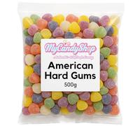 MyCandyShop American Hard Gums 500g - Halal Sweets with Sugar-Coated Shell & Chewy Centre, Assorted Fruit Flavours, Retro Pick And Mix Sweets for Gift Hampers & Events
