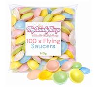MyCandyShop Flying Saucer Sweets 140g - 100 x Flying Saucers - Retro Sweets In Bulk Cheap