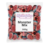 MyCandyShop Halloween Jelly Sweets 500g - Monster Mix - Spooky Trick or Treat Candy with Jelly Brains, Skulls, Eyeballs, Teeth & More - Random Assorted Halloween Sweets Selection for Parties