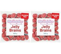 MyCandyShop Jelly Brains Sweets 500g - Jelly Filled Sweets - Fruity Flavour - Soft Gummy & Foamy Texture - Fun Halloween Candies (Pack of 2)