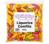 MyCandyShop Liquorice Comfits 500g - Crunchy Liquorice Torpedoes - Sugar Shell Traditional Sweets, Mellow Anise Centre, UK MADE