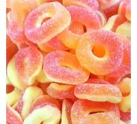 MyCandyShop Peach Rings 500g - Fizzy Halal Sweets with Tangy Sugar Coating, Soft Chewy Gummy Texture & Juicy Fruit Flavour Peach Sweets