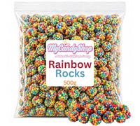 MyCandyShop Rainbow Rocks - 500g Bag | Fruity Crunchy Rainbow Rocks with Tangy Candy Shell | Chewy, Juicy, Bite-Sized Halal Sweets for Sharing, Snacking & Parties