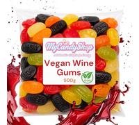 MyCandyShop Vegan Wine Gums 500g - Traditional British Retro Sweets Classic Chewy Fruit Flavoured bulk halal & vegan sweets - Made in UK