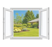 MYCARBON DIY Window Fly Screen, Adjustable Window Screen 4 Pieces 120 x 120cm-Fits Any Smaller Size, Adhesive Window Mosquito Net to Keep Bugs Out, Quick Installation