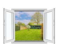 MYCARBON DIY Window Fly Screen, Adjustable Window Screen 4 Pieces 130 x 150cm-Fits Any Smaller Size, Adhesive Window Mosquito Net to Keep Bugs Out, Quick Installation