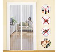 MYCARBON Fly Screen Door Keep Insects Out Mosquito Door Screen (White/Stripes, 90 * 210cm)