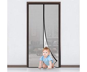 MYCARBON Magnetic Fly Screen Door, Upgrade Enhanced Screen Mesh, Powerful Magnets, Full Frame Magic Mosquito Door Screen Curtain No Gap, Keeps Bugs Out - Pet and Kid Friendly, 90 * 200cm