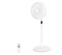 MYCARBON Pedestal Fan 23W Ultra-Energy Saving DC Standing Fan Quiet for Bedroom/Office, 12 Speeds with Remote, Adjustable Height Floor Desk fan, 3D O