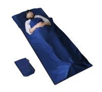 MYCARBON Travel Sleeping Bag Liner, 100% Cotton Super Soft 220 x 95cm Travel Sheet Portable Lightweight for Camping Bed Bag, Hostels, Coaches, Picnic, Trains with Pillow Pockets (Blue with zipper)