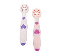 Mycey Soft Tip Puree Dipper - First Self-Feeding Weaning Spoons, Chunky Handles, Reversible, Grips Food Easily,FlexiDip, Baby Starter Spoon, Ideal BLW,Baby Starter Smoosh Spoon, 4m+, Pack of 2 - Pink