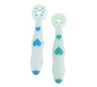 Mycey Soft Tip Puree Dipper - First Self-Feeding Weaning Spoons, Chunky Handles, Reversible, Grips Food Easily,FlexiDip, Baby Starter Spoon, Ideal BLW,Baby Starter Smoosh Spoon, 4m+, Pack of 2 - Blue