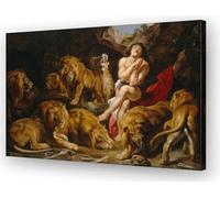 MYCGGDGH Daniel in The Lions Den Painting Poster Prints Framed Wall Art Famous Artwork Posters Vintage Lion Poster Canvas Wall Hanging Wall Decor 45x30cm(18x12in) Frame