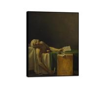 MYCGGDGH Death of Marat Poster Jacques Louis David Canvas Art Artwork Wall Paintings Print Picture for Living Room Famous Oil Painting Wall Art 80x60cm(32x24in) Black Framed