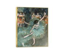 MYCGGDGH Edgar Degas Poster Green Dancer Canvas Wall Art Reproduction of Famous Impressionist Oil Painting Cool Decor for Hallway Studio Living Room 80x60cm(32x24in) Framed