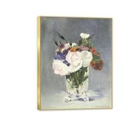MYCGGDGH Edouard Manet Canvas Wall Art Flowers In A Crystal Vase Poster Famous Art Still Life Paintings Famous Flower Pictures Home Decor For Living Room 90x70cm(36x28in) Framed