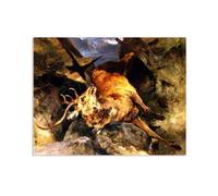 MYCGGDGH Edwin Landseer Canvas Print Wall Art A Deer Fallen from a Precipice Painting on Canvas edwin landseer Poster Picture for bedroom living room artwork wall decor70x60cm(28x24in) Frameless