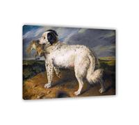 MYCGGDGH Edwin Landseer Canvas Print Wall Art Landseer Newfoundland with a Rabbit Painting on Canvas edwin landseer Poster Picture for bedroom living room artwork wall decor35x30cm(14x12in) Framed