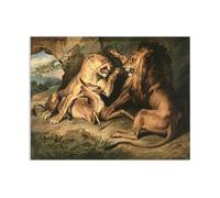 MYCGGDGH Edwin Landseer Canvas Print Wall Art Lions at a Kill Painting on Canvas edwin landseer Poster Picture for bedroom living room artwork wall decor105x80cm(41x31in) Frameless