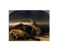 MYCGGDGH Edwin Landseer Canvas Print Wall Art The Faithful Hound Painting on Canvas edwin landseer Poster Picture for bedroom living room artwork wall decor85x60cm(33x24in) Frameless