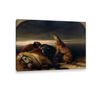 MYCGGDGH Edwin Landseer Canvas Print Wall Art The Faithful Hound Painting on Canvas edwin landseer Poster Picture for bedroom living room artwork wall decor85x60cm(33x24in) Framed