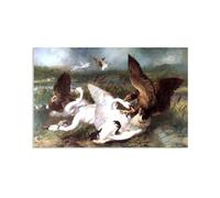 MYCGGDGH Edwin Landseer Canvas Print Wall Art The Swannery Invaded by Eagles Painting on Canvas edwin landseer Poster Picture for bedroom living room artwork wall decor50x30cm(20x12in) Frameless