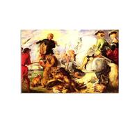 MYCGGDGH Edwin Landseer Canvas Print Wall Art Wolf and Fox Hunt Painting on Canvas edwin landseer Poster Picture for bedroom living room artwork wall decor128x80cm(50x32in) Frameless
