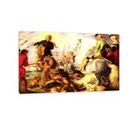 MYCGGDGH Edwin Landseer Canvas Print Wall Art Wolf and Fox Hunt Painting on Canvas edwin landseer Poster Picture for bedroom living room artwork wall decor128x80cm(50x32in) Framed