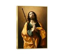 MYCGGDGH Guido Reni Canvas Print Wall Art Saint James the Greater Famous Giclee Art Religious Paintings Artwork Picture Poster Wall Decor for Living Room Offices Church 85x60cm(33x24in) Gold frame