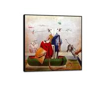MYCGGDGH Max Ernst Poster Birds Fish Snakes Reproductions of Famous Paintings Surrealism Wall Art Canvas Max Ernst Wall Decor for Living Room Gifts40x40cm(16x16in) Black Framed