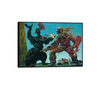 MYCGGDGH Max Ernst Wall Art Reproductions on Canvas The Barbarians Surrealism Poster Max Ernst Home Wall Decor for Bedroom Office Gallery Gifts55x40cm(22x16in) Black Framed