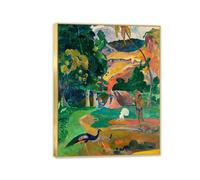 MYCGGDGH Paul Gauguin Prints Landscape With Peacocks Wall Poster Impressionist Wall Art Natural Painting Bedroom Corridor Study Home Decorate 50x40cm(20x16in) Framed