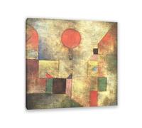 MYCGGDGH Paul Klee Canvas Wall Art Red Balloon Poster Vintage Classic Oil Painting Master Painting Print Suitable Living Room Office Cool Wall Decor40x40cm(16x16in) Framed