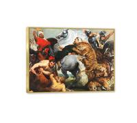 MYCGGDGH Paul Rubens Wall Art Hunting Tiger Poster Baroque Painting canvas Famous Oil Painting Reproduction Cool Home Decor for Bedroom Living Room 50x40cm(20x16in) Framed