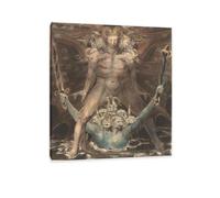 MYCGGDGH The Great Red Dragon and the Beast by William Blake Canvas Art Print Classic Mythological Color Poster Abstract Painting Print Vintage Home Decor for Kitchen Office 35x30cm(14x12in) Frame