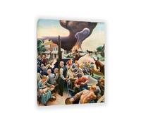 MYCGGDGH Thomas Hart Benton Paintings Wall Art A Social History of the State Classic Art Reproductions Thomas Hart Benton Canvas Poster for Living Room Home Wall Decor65x50cm(26x19in) Inner frame