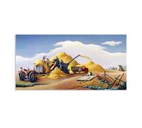 MYCGGDGH Thomas Hart Benton Paintings Wall Art Wheat Threshing on the High Plains Classic Art Reproductions Thomas Hart Benton Canvas Poster for Living Room Home Wall Decor100x50cm(40x20in) Frameless