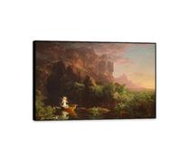 MYCGGDGH Thomas Kinkade Wall Art Journey of Life Childhood Posters Classic Art Reproductions Famous Landscape Oil Paintings Bedroom Canvas Wall Decor 90x60cm(36x24in) Black Framed