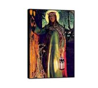 MYCGGDGH William Holman Hunt Canvas Wall Art The Light of The World Print Pictures of Jesus Church Decoration Poster Bedroom Hotel Home Decoration 90x60cm(36x24in) Black Framed