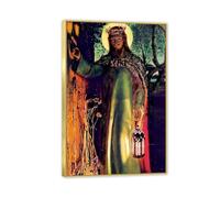 MYCGGDGH William Holman Hunt Canvas Wall Art The Light of The World Print Pictures of Jesus Church Decoration Poster Bedroom Hotel Home Decoration 90x60cm(36x24in) Framed