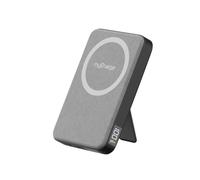 myCharge CliqLuxe 10000mAh Wireless Magnetic Power Bank - W/Foldable Metal Stand | Qi2.2 25W Ultra-Fast Wireless Charging | Fabric Exterior | Lasts Up to 60+ Hours of Power | Grey