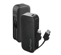 myCharge PowerHub Mini Portable Charger for iPhone - 3000mAh & Built in Cables (Lightning, Type C) 12W Turbo USB C Power Bank Fast Charging Battery Pack (Black)