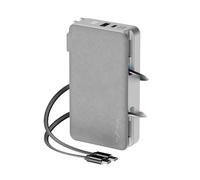 myCharge RetractaCharger - 10,000 mAh Power Bank and Charger in One with Built-in Retractable USB-C Cable (Grey, 2 Retractable USB-C Cables + Built-in Wall Plug)