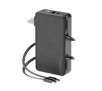 myCharge RetractaCharger 10000mAh Power Bank - 2x28 Retractable USB-C Cables | Built-in Wall Plug | 30W PD Fast Charging | Battery Readout | USB-C/A Ports | Lasts 60 Hours Extra Power | Black