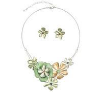 Mycitta Chunky Statement Jewelry Set Vintage Retro Leaf Flower Floral Geometric Bohemian Boho Bib Necklace Earring Set Fashion Costume Jewelry for Women Girls Wedding Party Prom Unique Gift, Metal